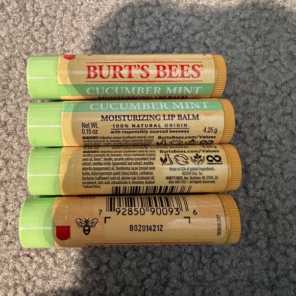 Burt's Bees Other - Burt's Bees 4 Pk cucumber mint moisturizing natural lip balm